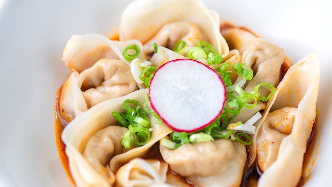 Chicken Wontons with Spicy Sauce Din Tai Fung