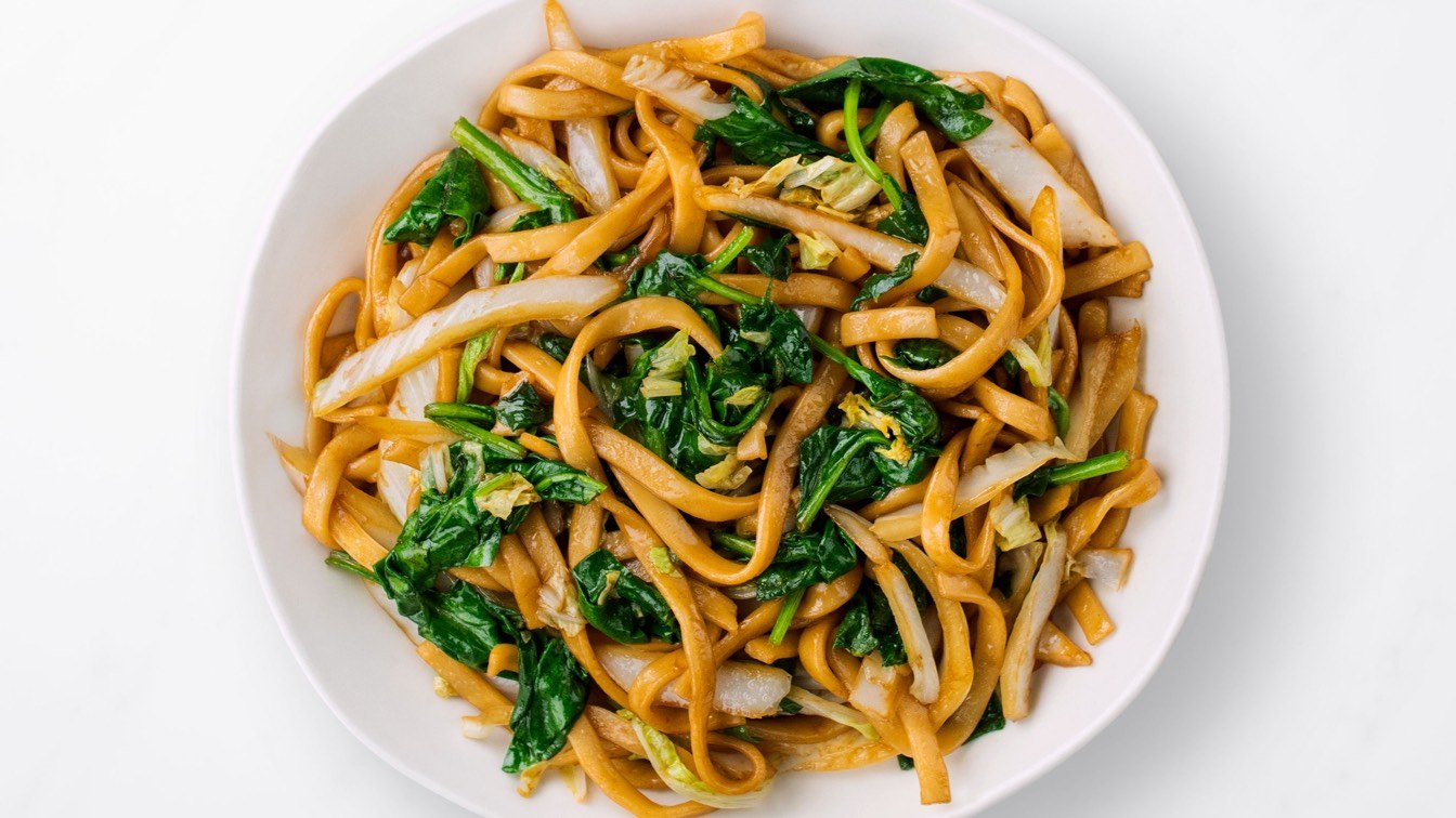 Vegetarian Fried Noodles on a white plate
