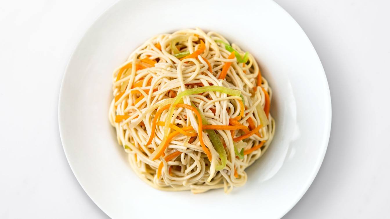 Soy Noodle Salad in a white bowl