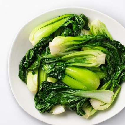 Sauteed Bok Choy in a white bowl