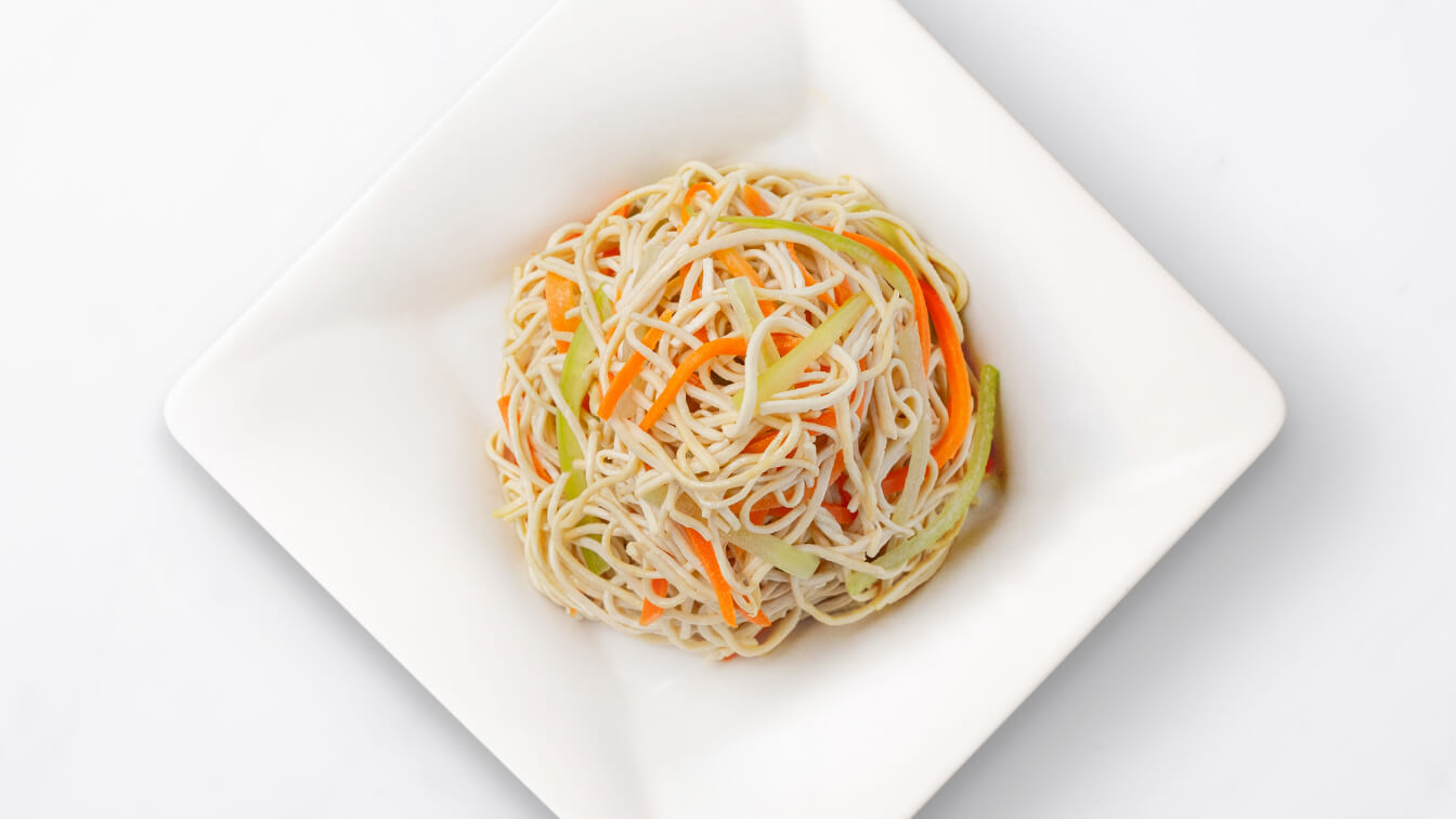Soy Noodle Salad in a white bowl